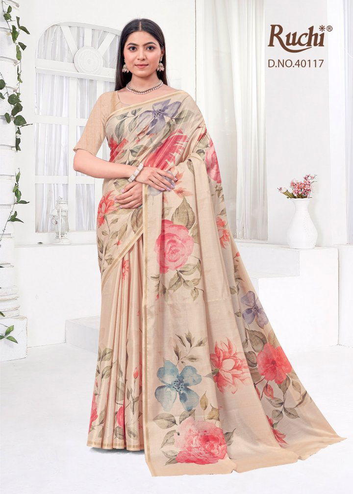 Saisha Vol 2 By Ruchi Tussar Silk Printed Saree Suppliers In India